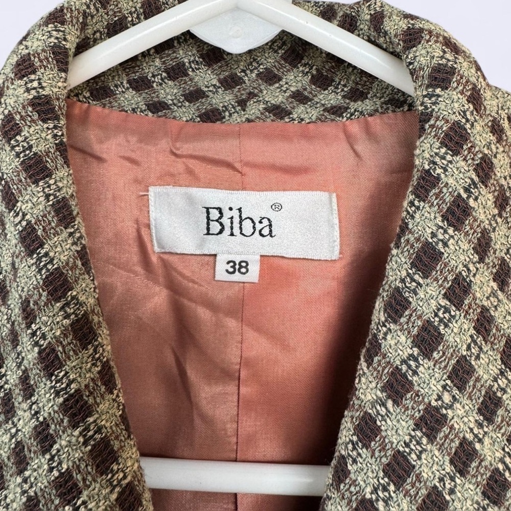 Vintage Biba Checkered Blazer in Brown and Cream - Picture 2 of 8